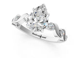 Platinum Pear Solitaire Twisted Band with Prong Setting 1