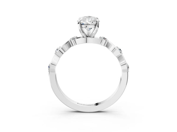 Platinum Pear-Shaped Solitaire Engagement Ring Setting with Ribbon Twist Accent Band