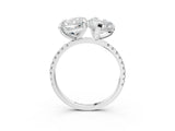 Platinum Pear and Cushion Toi Moi Ring with Prong Setting and Micro Pave Band 3