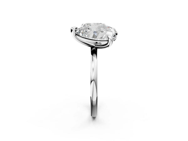 Platinum Pear and Cushion Toi Moi Ring with Prong Setting and Plain Band