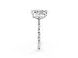 Platinum Pear and Emerald Toi Moi Ring with Prong Setting and Micro Pave Band 2