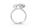 Platinum Pear and Heart Toi Moi Ring with Prong Setting and Micro Pave Band 3