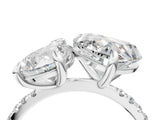 Platinum Pear and Heart Toi Moi Ring with Prong Setting and Pave Band 4