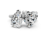 Platinum Pear and Heart Toi Moi Ring with Prong Setting and Pave Band