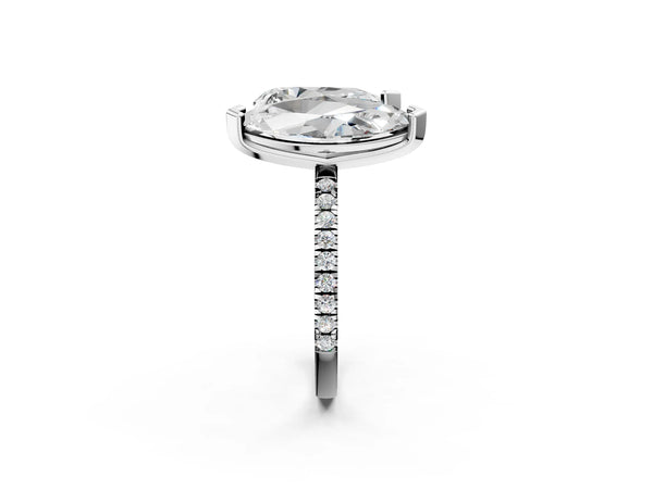 Platinum Pear and Marquise Toi Moi Ring with Prong Setting and Micro Pave Band