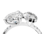 Platinum Pear and Marquise Toi Moi Ring with Prong Setting and Micro Pave Band 4