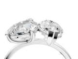Platinum Pear and Marquise Toi Moi Ring with Prong Setting and Plain Band 4