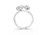 Platinum Pear and Princess Toi Moi Ring with Prong Setting and Micro Pave Band 3