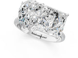 Platinum Pear and Princess Toi Moi Ring with Prong Setting and Pave Band 1