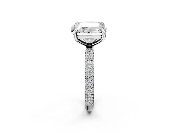 Platinum Pear and Princess Toi Moi Ring with Prong Setting and Pave Band