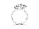 Platinum Pear and Princess Toi Moi Ring with Prong Setting and Plain Band 3
