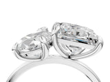 Platinum Pear and Princess Toi Moi Ring with Prong Setting and Plain Band 4
