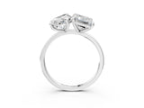 Platinum Pear and Radiant Toi Moi Ring with Prong Setting and Plain Band 3