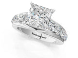 Platinum Princess Brilliant Solitaire with Side Stones on a Pave Band and Four-Prong Setting_15