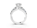 Platinum Princess Brilliant Solitaire with Side Stones on a Pave Band and Four-Prong Setting_17
