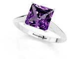 Platinum Princess Cut Amethyst Solitaire Engagement Ring with Cathedral Setting and Four-Prong Mount_1