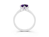Platinum Princess Cut Amethyst Solitaire Ring with Flower Prong Setting and Classic Band_3