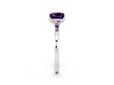 Platinum Princess Cut Amethyst Solitaire Ring with Thin Band and Prong Setting_44
