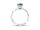 Platinum Princess Cut Aquamarine Engagement Ring with Side Stone Accents and Four-Prong Setting_15