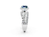 Platinum Princess Cut Aquamarine Halo Ring with Round Split Shank and Prong Setting_68
