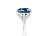 Platinum Princess Cut Aquamarine Solitaire Engagement Ring with Cathedral Setting and Four-Prong Mount_11
