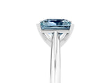 Platinum Princess Cut Aquamarine Solitaire Engagement Ring with Cathedral Setting and Four-Prong Mount_5