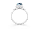 Platinum Princess Cut Aquamarine Solitaire Engagement Ring with Cathedral Setting and Four-Prong Mount_9