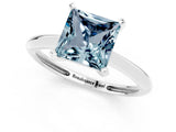 Platinum Princess Cut Aquamarine Solitaire Engagement Ring with Classic Band and Four-Prong Setting_13