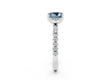 Platinum Princess Cut Aquamarine Solitaire Ring with Round  Pavé Band and Four-Prong Setting_38