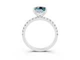 Platinum Princess Cut Aquamarine Solitaire Ring with Round  Pavé Band and Four-Prong Setting_39