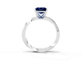 Platinum Princess Cut Blue Sapphire Engagement Ring with Side Stone Accents and Four-Prong Setting_27