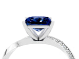 Platinum Princess Cut Blue Sapphire Engagement Ring with Side Stone Accents and Four-Prong Setting_28