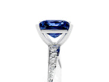 Platinum Princess Cut Blue Sapphire Engagement Ring with Side Stone Accents and Four-Prong Setting_29
