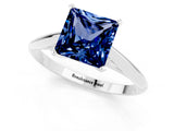 Platinum Princess Cut Blue Sapphire Solitaire Engagement Ring with Cathedral Setting and Four-Prong Mount_13