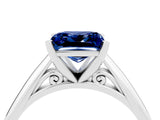 Platinum Princess Cut Blue Sapphire Solitaire Engagement Ring with Cathedral Setting and Four-Prong Mount_16