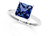 Platinum Princess Cut Blue Sapphire Solitaire Engagement Ring with Classic Band and Four-Prong Setting_13