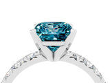 Platinum Princess Cut Blue Topaz Solitaire Pavé Engagement Ring with Round Band and Prong Setting_88