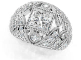 Platinum Princess Cut Brilliant Halo Pave Diamond Milgrain Ring_14
