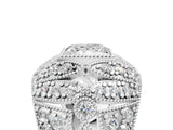 Platinum Princess Cut Brilliant Halo Pave Diamond Milgrain Ring_18