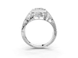 Platinum Princess Cut Brilliant Milgrain Filigree Diamond Ring with Square Prong Setting_16