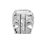 Platinum Princess Cut Brilliant Milgrain Filigree Diamond Ring with Square Prong Setting_18