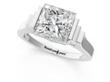 Platinum Princess Cut Brilliant Solitaire Diamond Ring with Channel Set Band and Bar Prong Setting_13