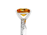 Platinum Princess Cut Citrine Engagement Ring with Side Stone Accents and Four-Prong Setting_17