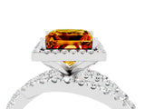 Platinum Princess Cut Citrine Halo Ring with Round Split Shank and Prong Setting_70