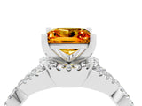 Platinum Princess Cut Citrine  Halo Twist Band Solitaire Prong Setting Ring_16