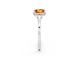 Platinum Princess Cut Citrine Solitaire Ring with Flower Prong Setting and Classic Band_14