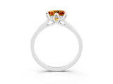 Platinum Princess Cut Citrine Solitaire Ring with Flower Prong Setting and Classic Band_15
