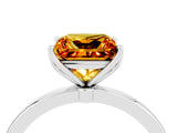 Platinum Princess Cut Citrine Solitaire Ring with Thin Band and Prong Setting_46