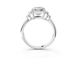 Platinum Princess Cut Cut Diamond Cluster Ring with Solitaire Band and Four-Prong Setting_10