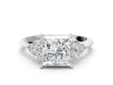 Platinum Princess Cut Cut Diamond Cluster Ring with Solitaire Band and Four-Prong Setting_7